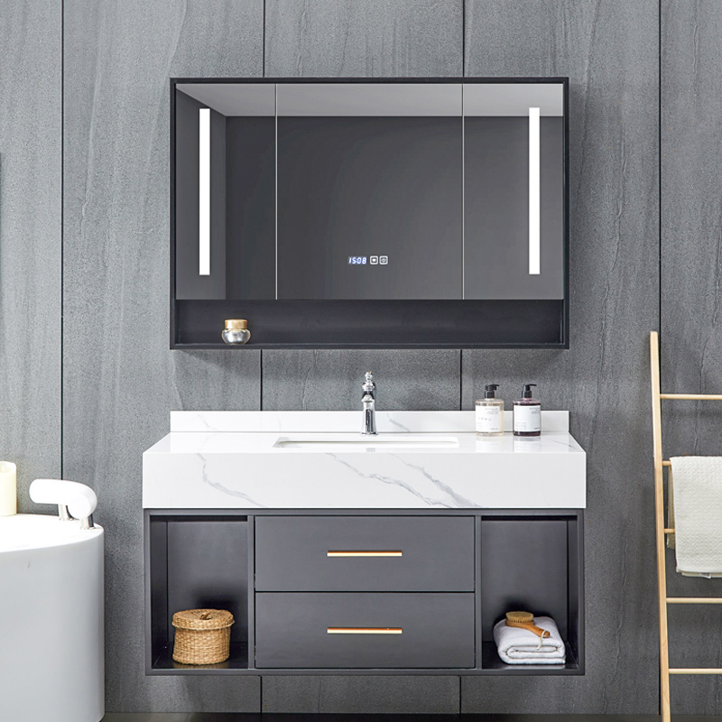 Solid Wood Bathroom Cabinet Marble Ceramic Under Counter Basin Bathroom Vanity X256